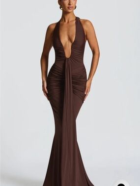 Babyboo Small Rosetta Maxi Dress- Plum Brown